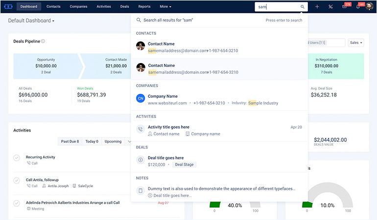 Global search in Salesmre CRM web app