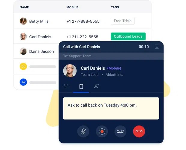 Make calls directly from the CRM Make calls directly from the CRM